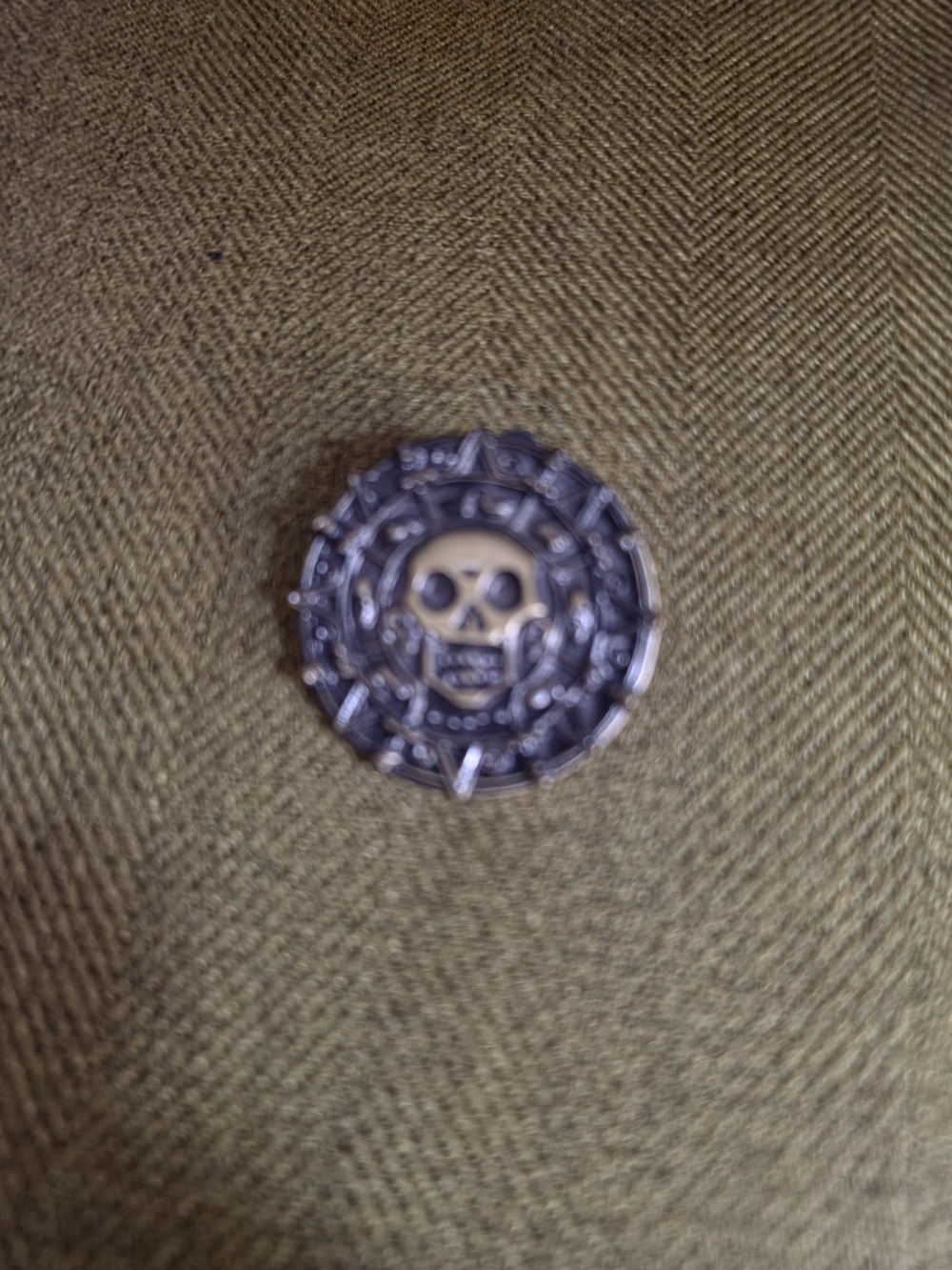 Disney Trading Pin, Olive Green Jacket with Skull Emblem